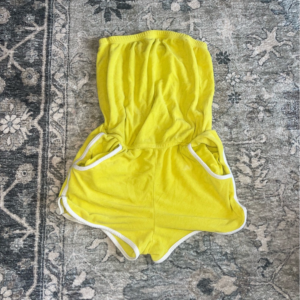 Yellow Sleeveless Towel Romper